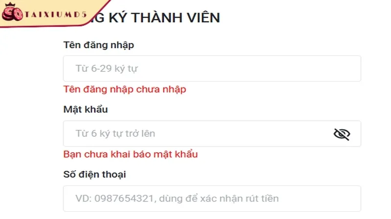 Thông tin đăng ký thành viên phải đảm bảo an toàn